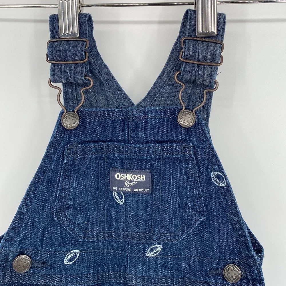OshKosh Bgosh Overalls Boys 6M Blue Denim Football Kids Youth‎ Casual Baby